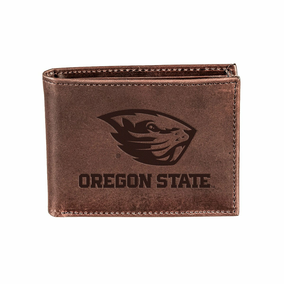 Oregon State University, Bi-Fold Wallet, Brown, CH, 100% Genuine Leath