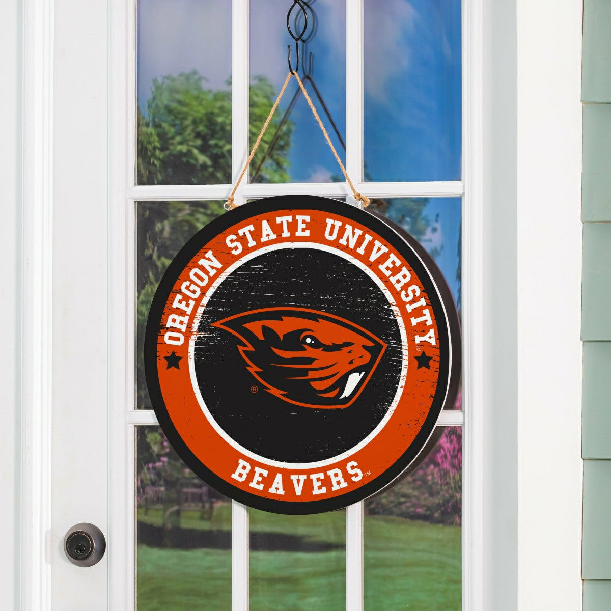 Oregon State University Round Door Décor with Hanging Rope, 18x18