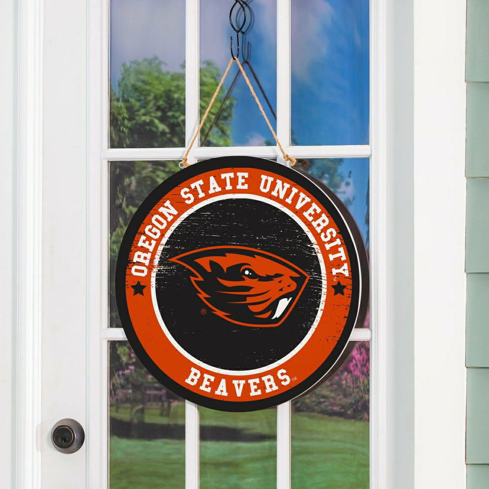 Oregon State University Round Door Décor with Hanging Rope, 18x18