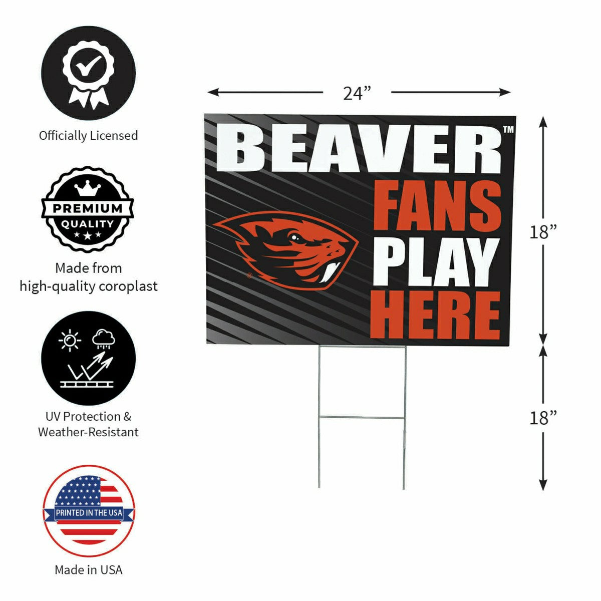 Oregon State University Coroplast Yard Sign "Fans Play Here"