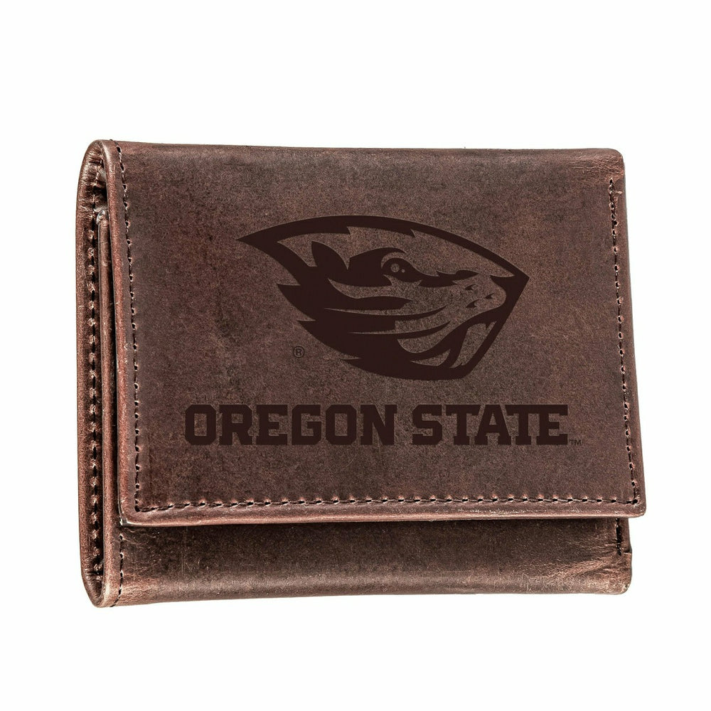 Oregon State University, Tri-Fold Wallet, Brown, CH, 100% Genuine Leat