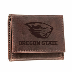 Oregon State University, Tri-Fold Wallet, Brown, CH, 100% Genuine Leat
