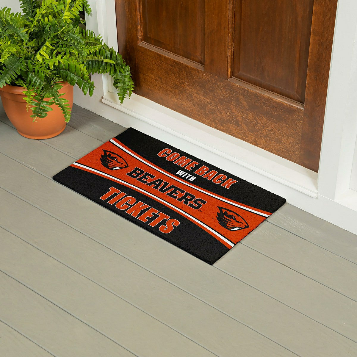 28" x 16" PVC Trapper Mat, Come Back with Tickets, Oregon State Univer