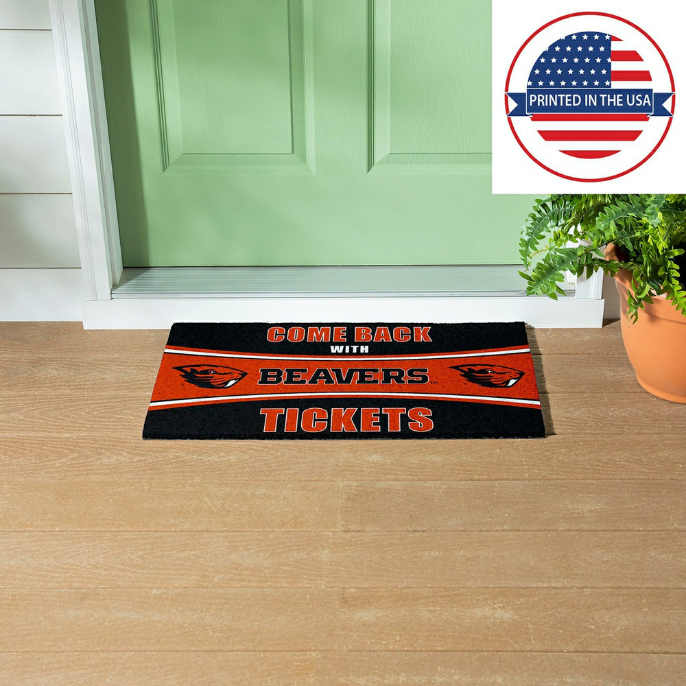 28" x 16" PVC Trapper Mat, Come Back with Tickets, Oregon State Univer