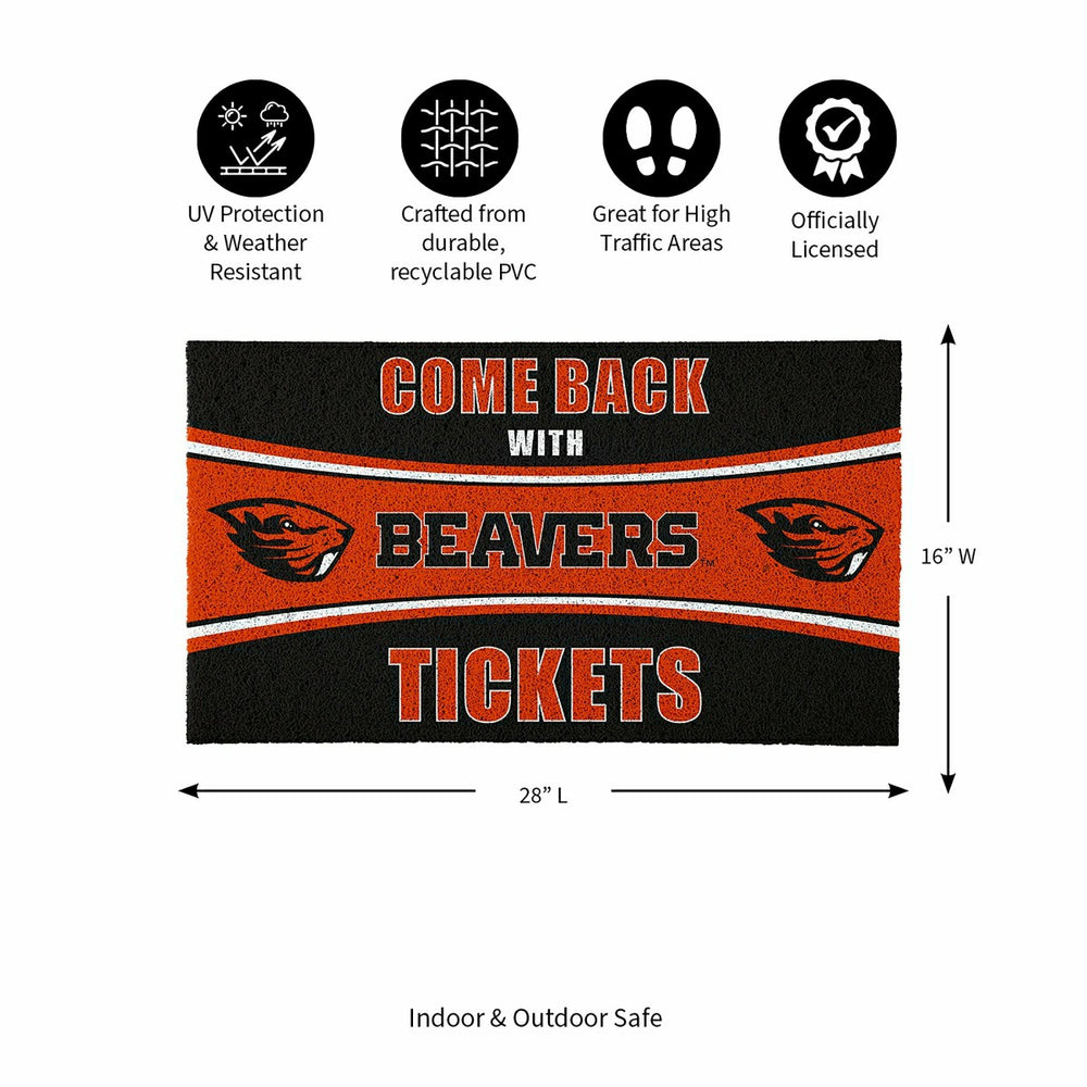 28" x 16" PVC Trapper Mat, Come Back with Tickets, Oregon State Univer