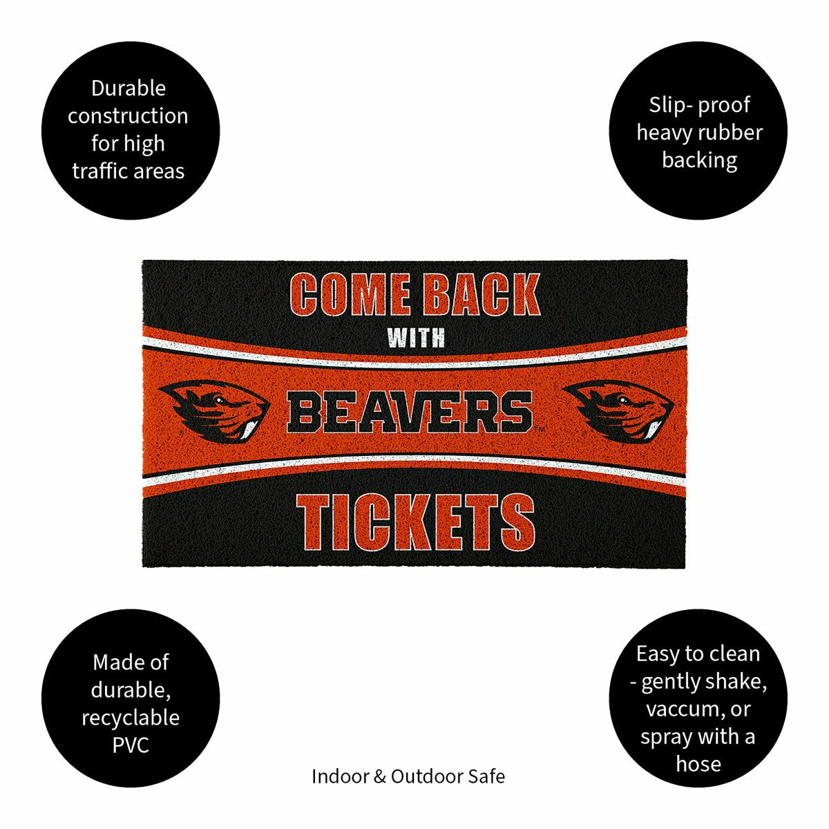 28" x 16" PVC Trapper Mat, Come Back with Tickets, Oregon State Univer