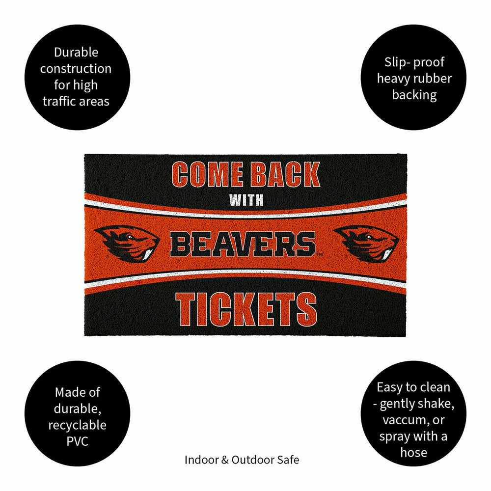 28" x 16" PVC Trapper Mat, Come Back with Tickets, Oregon State Univer