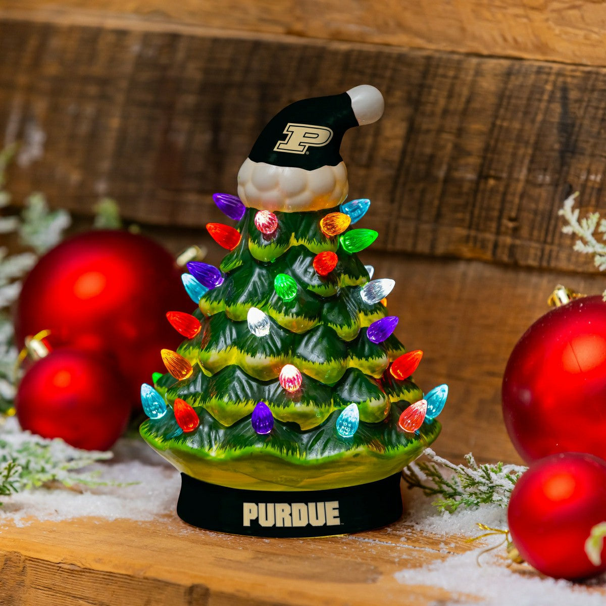 Purdue University 8" LED Ceramic Christmas Tree