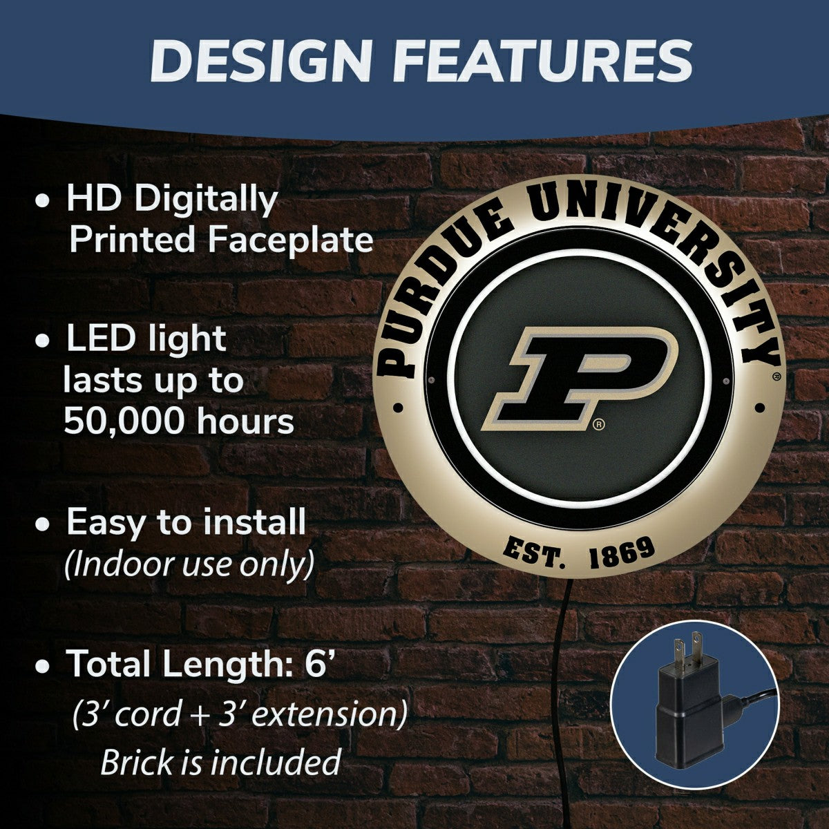 Purdue University, Metal Lite, Round