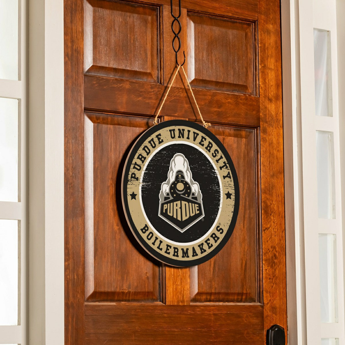 Purdue University Round Door Décor with Hanging Rope, 18x18