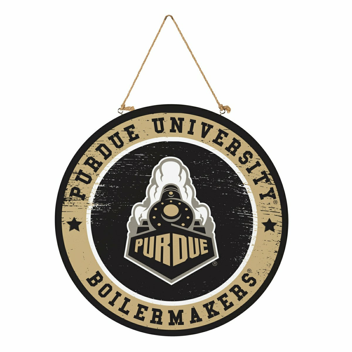 Purdue University Round Door Décor with Hanging Rope, 18x18
