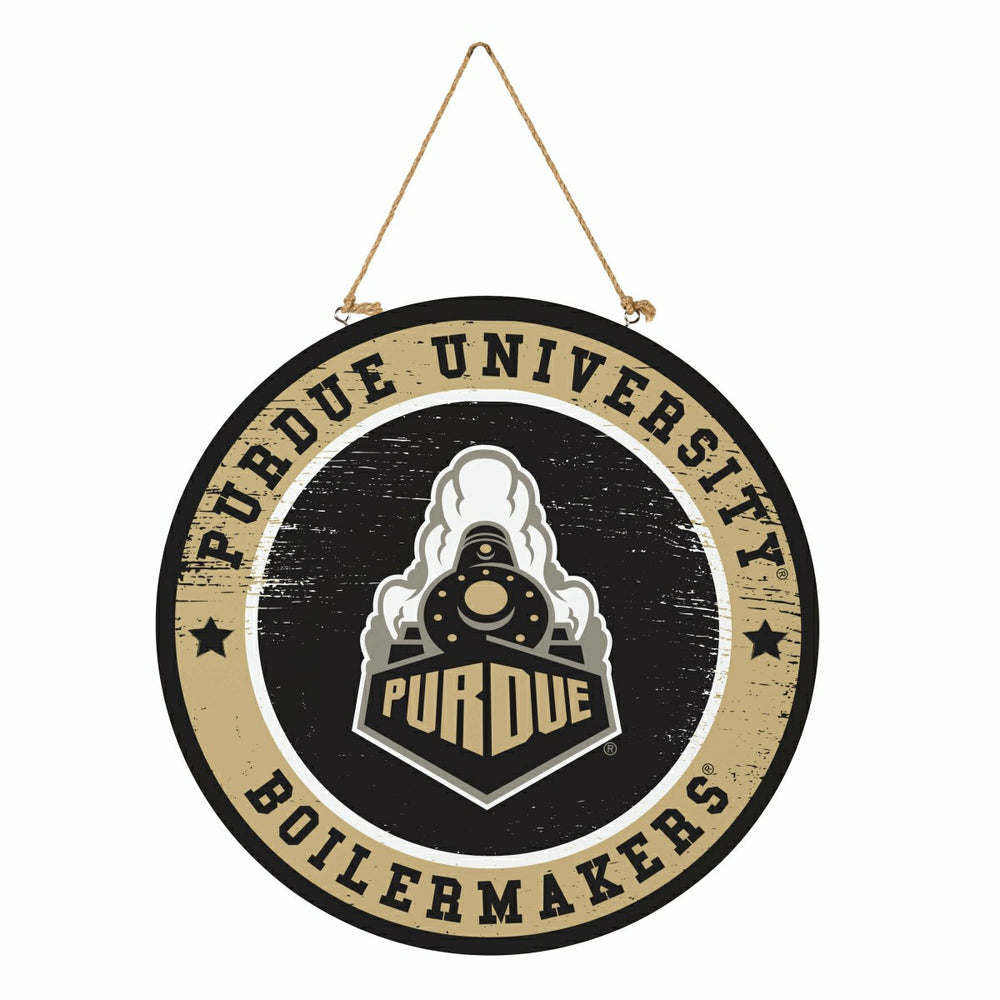 Purdue University Round Door Décor with Hanging Rope, 18x18