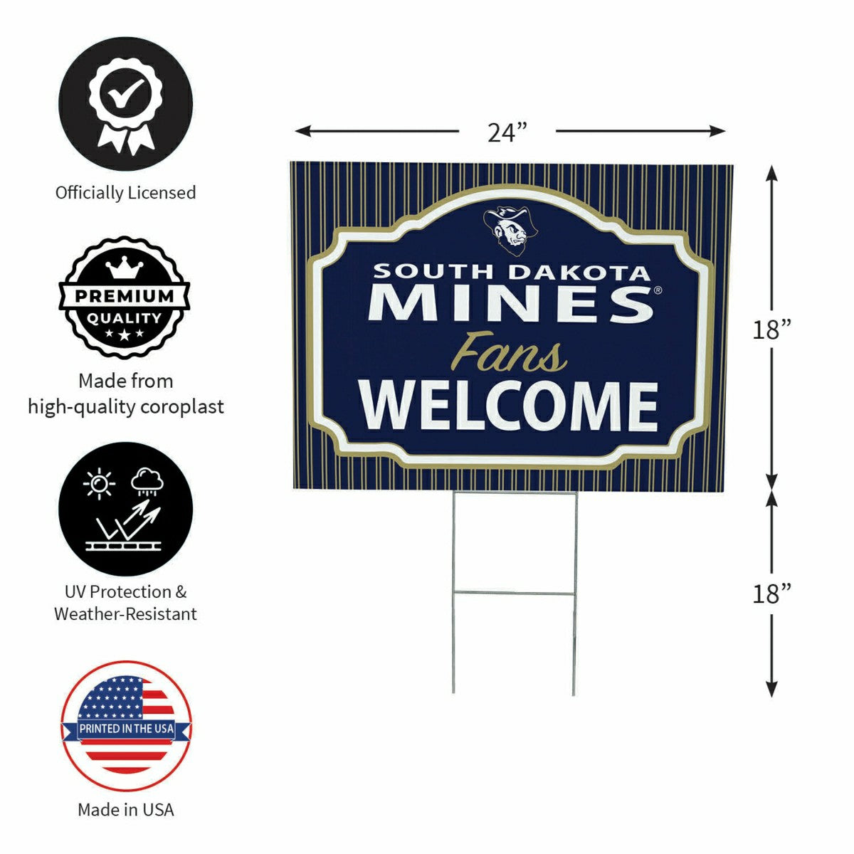South Dakota School of Mines & Technology Coroplast Yard Sign, "Fans W