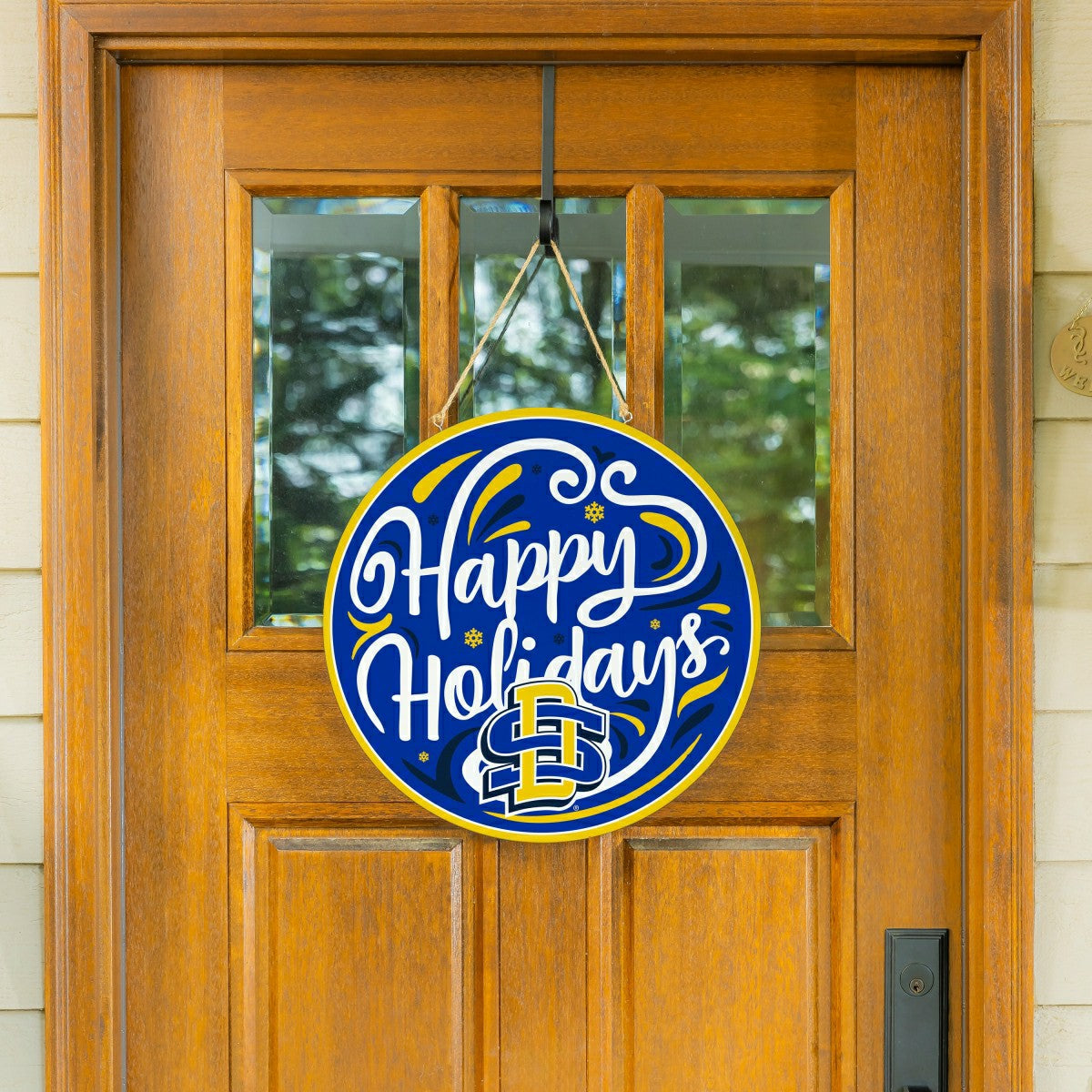 South Dakota State University Holiday Round Door Décor with Hanging Ro