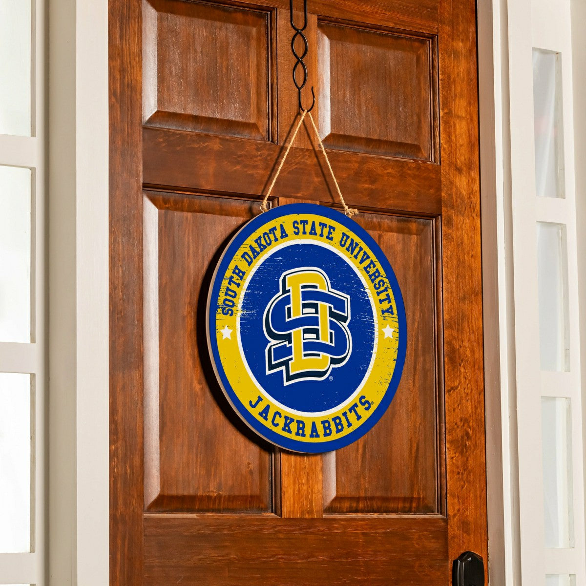South Dakota State University Round Door Décor with Hanging Rope, 18x1