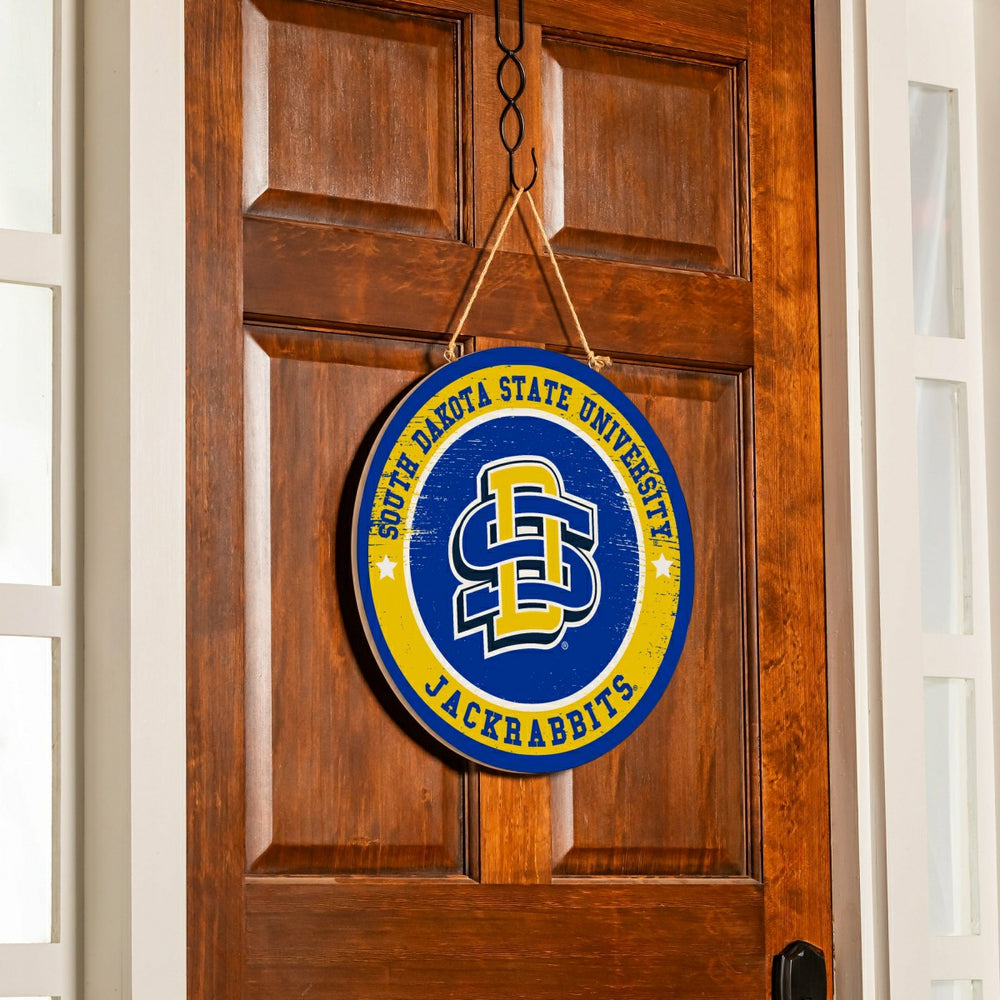 South Dakota State University Round Door Décor with Hanging Rope, 18x1