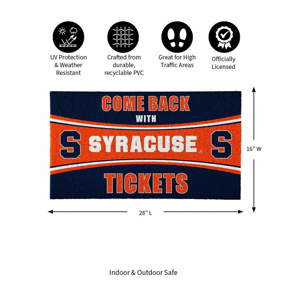28" x 16" PVC Trapper Mat, Come Back with Tickets, Syracuse University