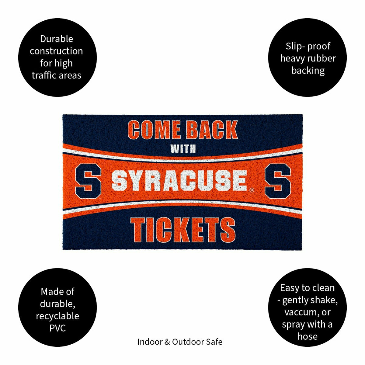 28" x 16" PVC Trapper Mat, Come Back with Tickets, Syracuse University