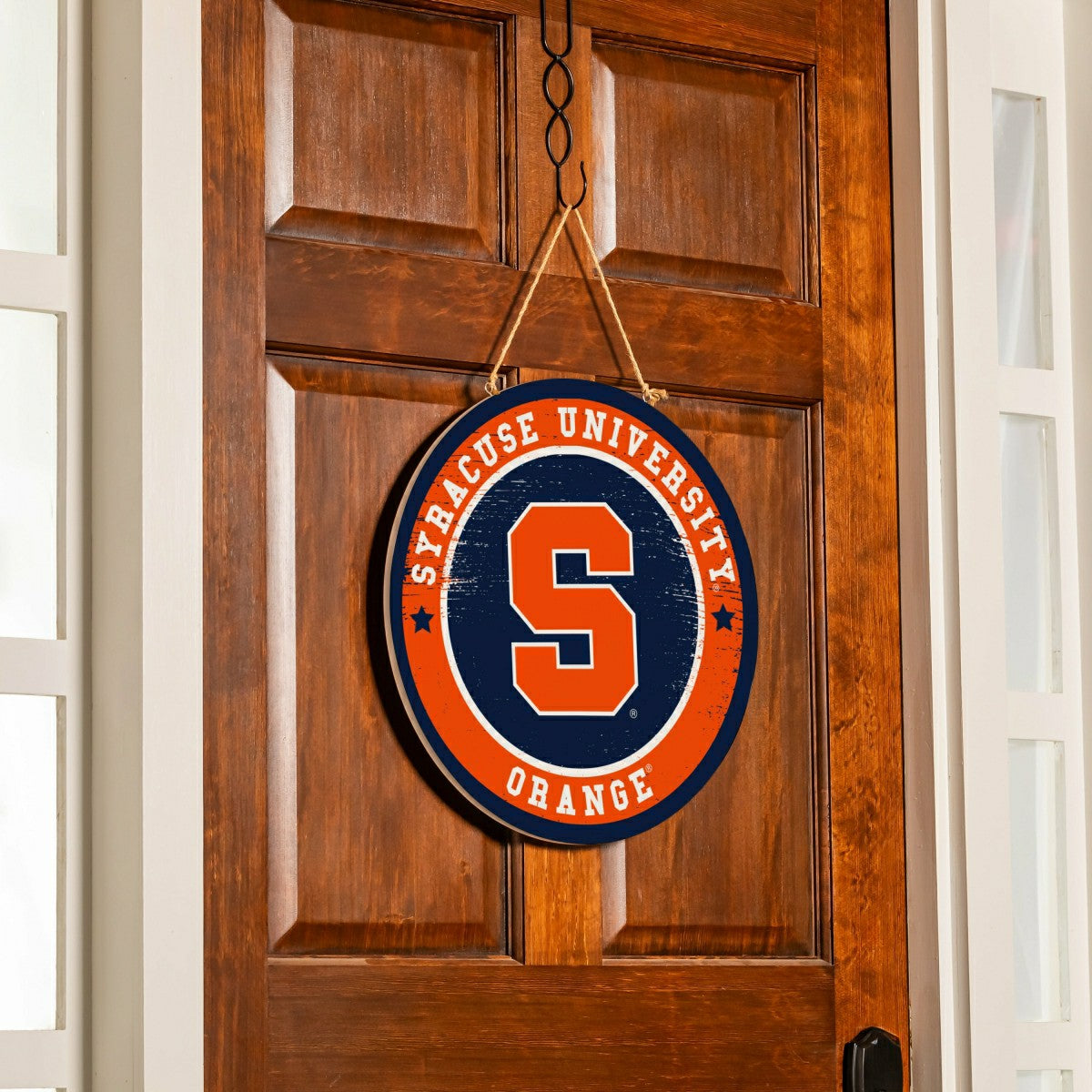 Syracuse University Round Door Décor with Hanging Rope, 18x18