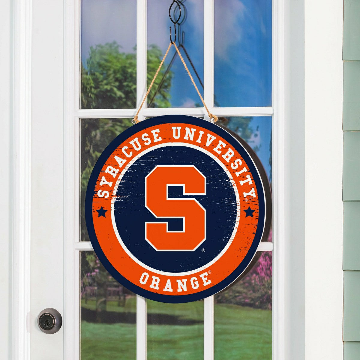 Syracuse University Round Door Décor with Hanging Rope, 18x18