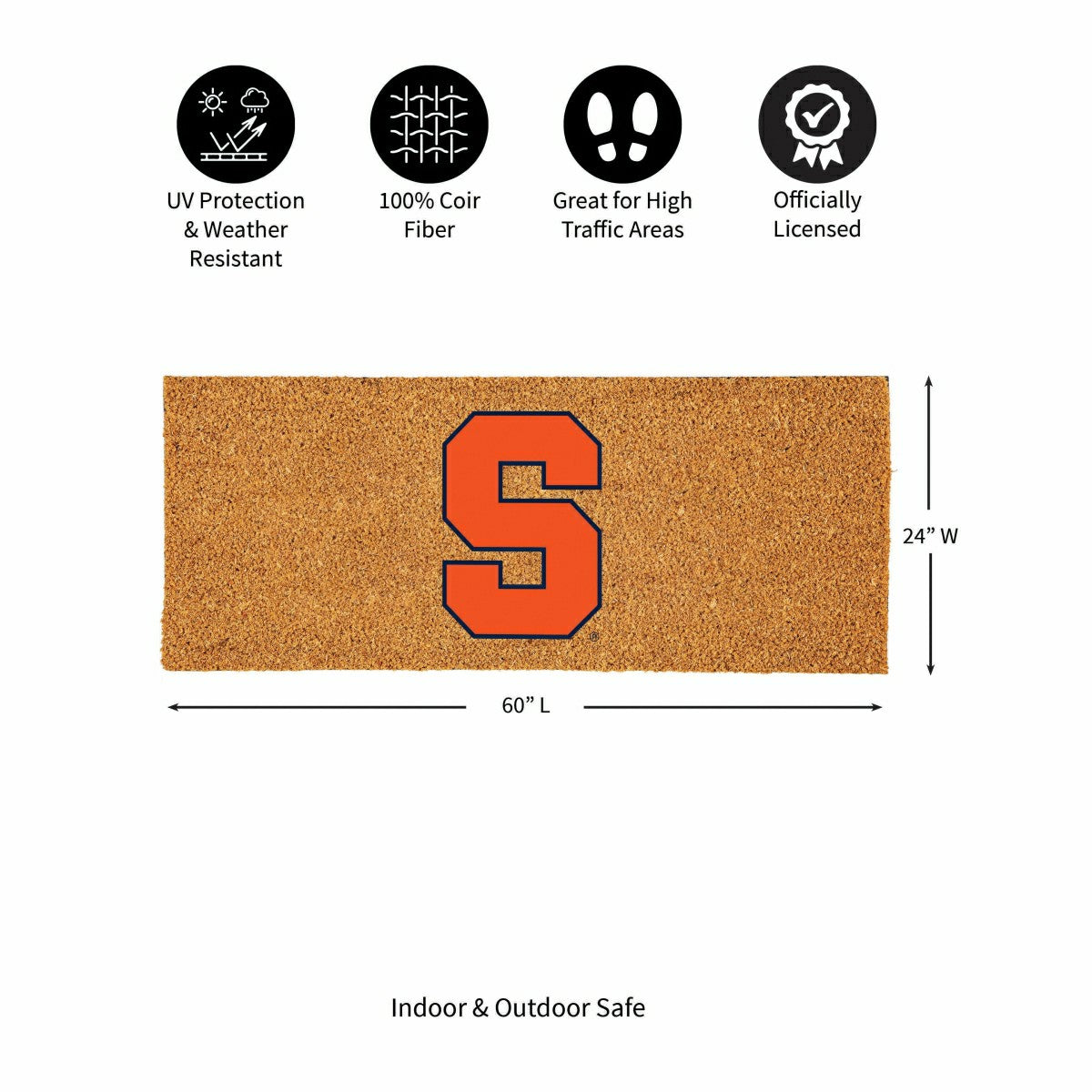 Syracuse University Extra Large Full Color Coir Mat, 60"x24"