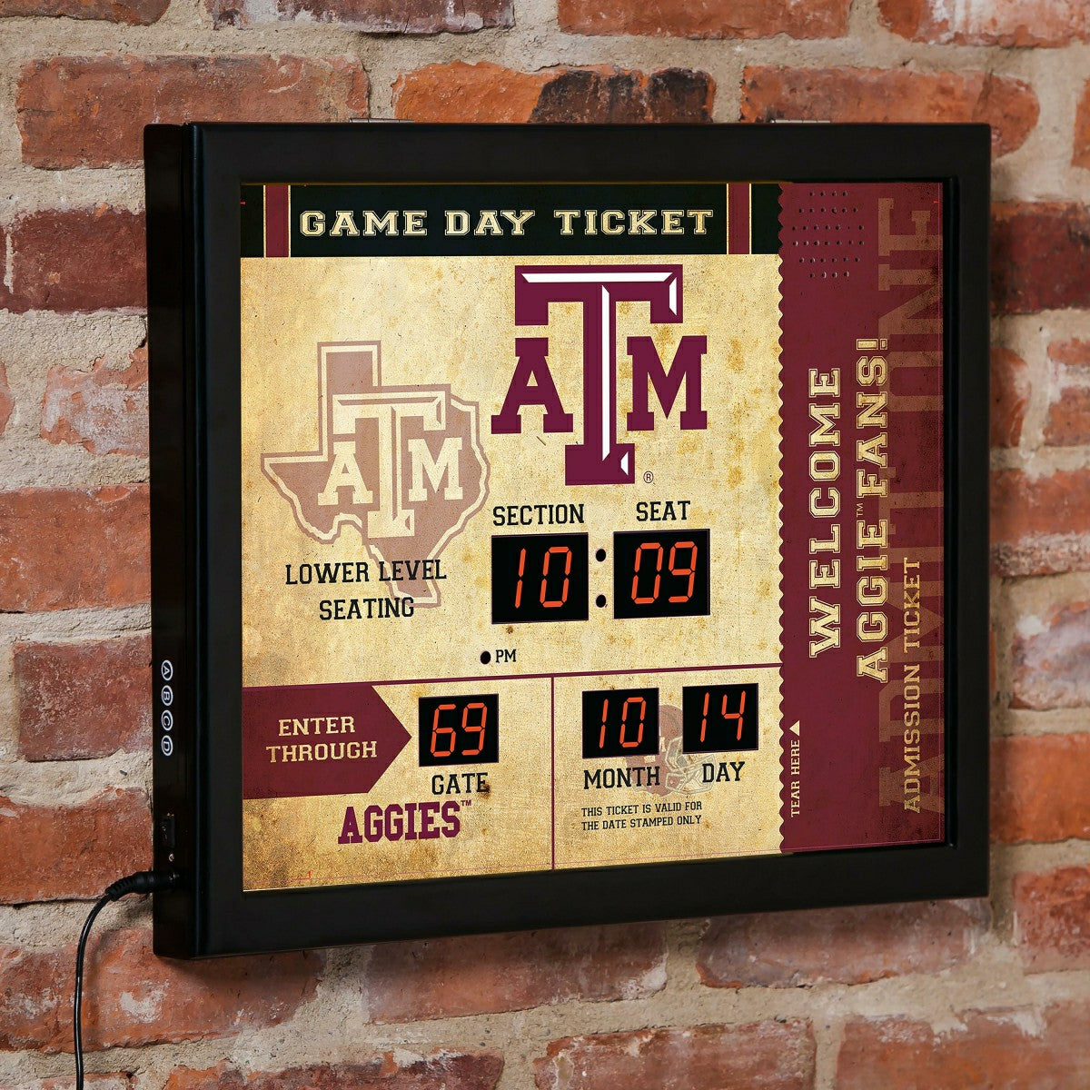 Scoreboard Wall Clock, Texas A&M