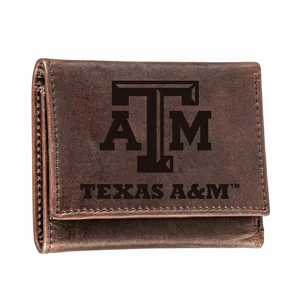 Texas A&M, Tri-Fold Wallet, Brown, CH, 100% Genuine Leather
