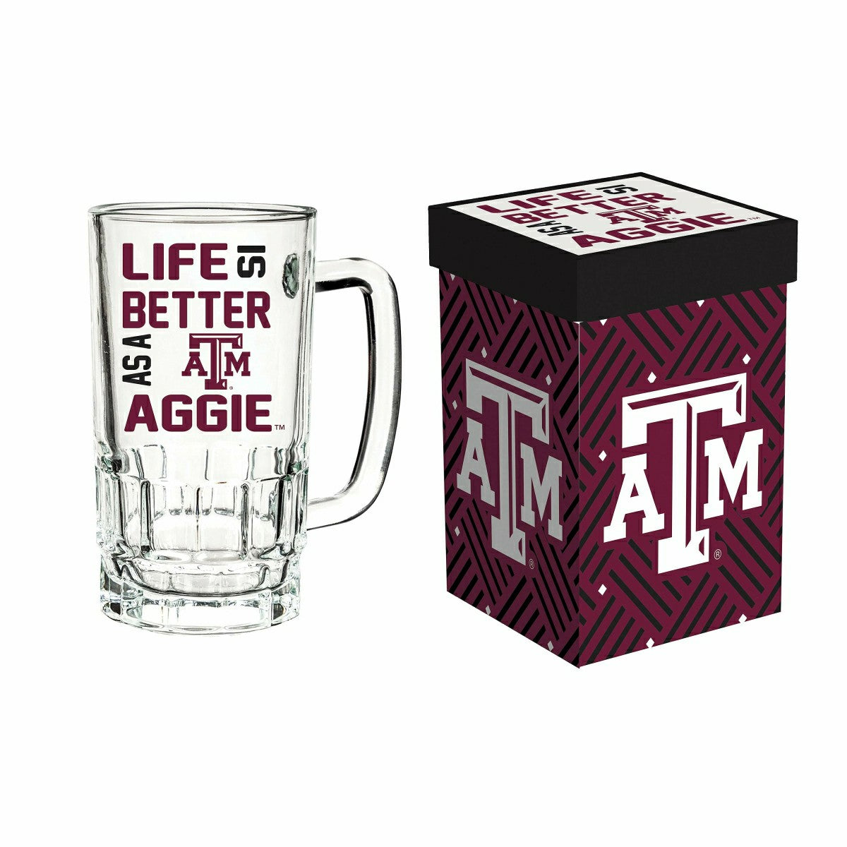 Glass Tankard Cup, with Gift Box, Texas A&M