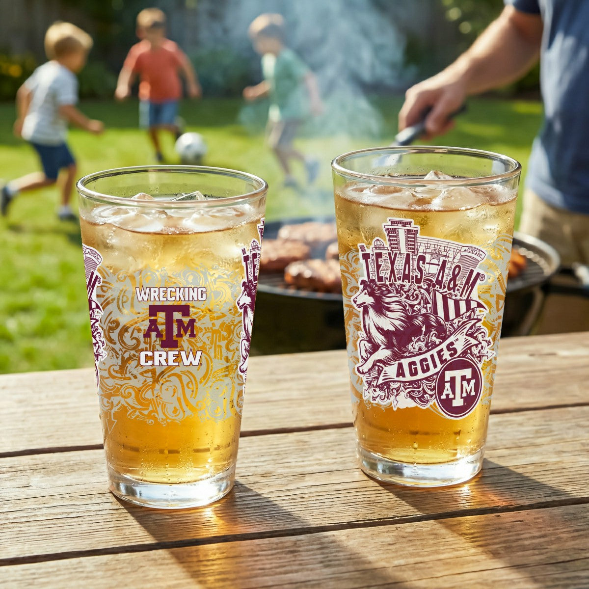 Texas A&M 16oz Glass pint, Set of 2