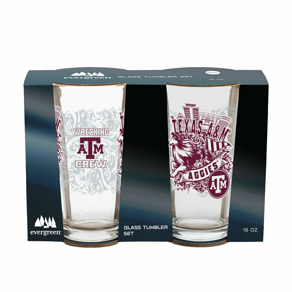 Texas A&M 16oz Glass pint, Set of 2