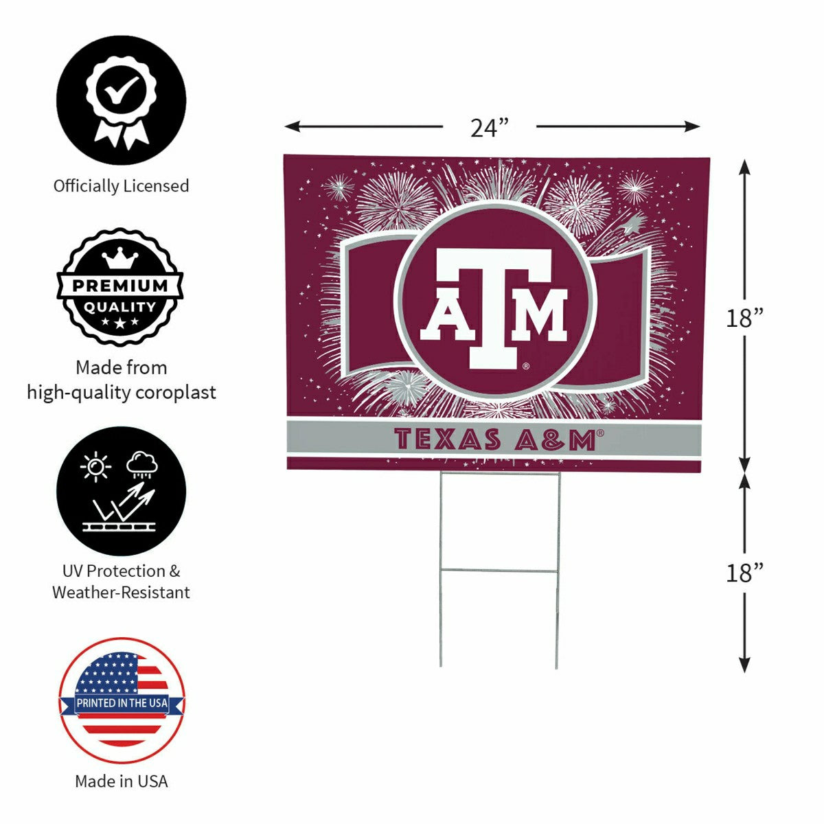Texas A&M Yard Sign, Patriotic
