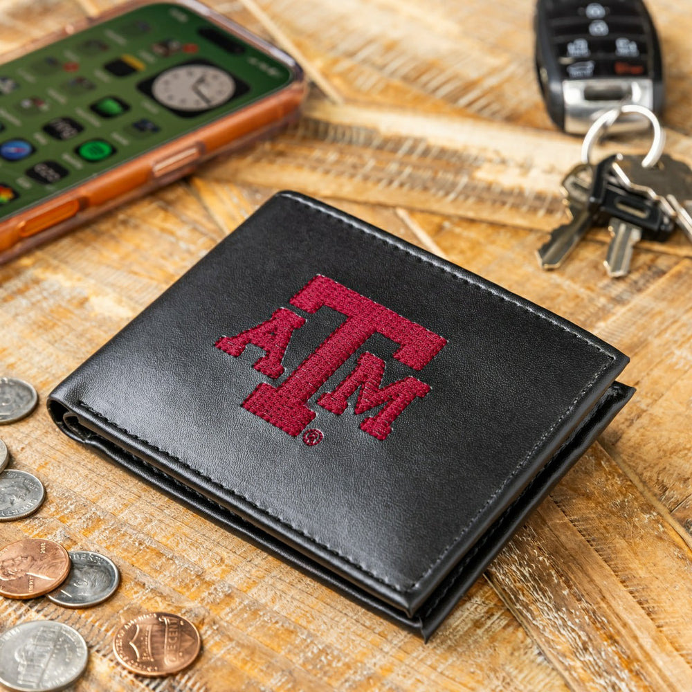 Texas A&M Black Bi-Fold Embroidered Wallet