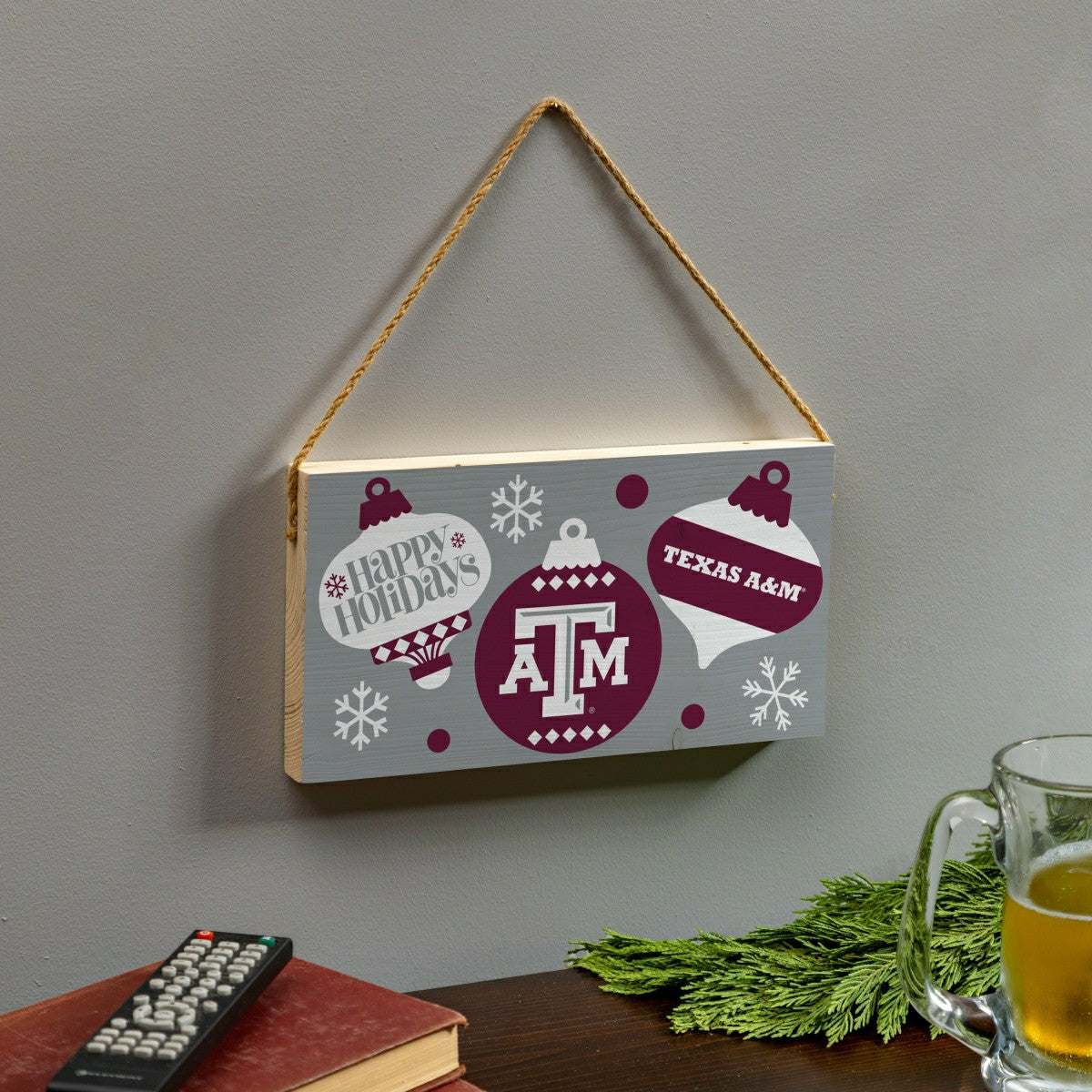 Texas A&M Holiday Wood Wall Sign, 6x11