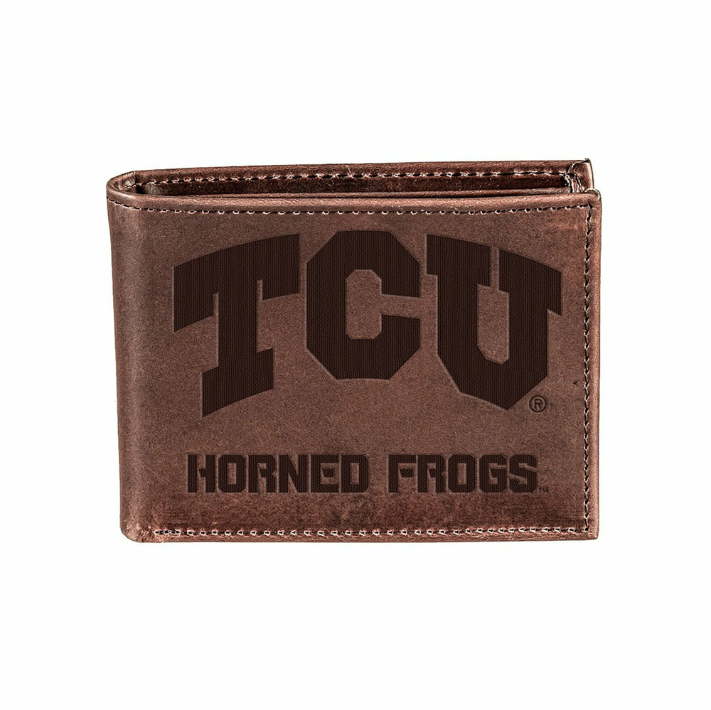 TCU, Bi-Fold Wallet, Brown, CH, 100% Genuine Leather