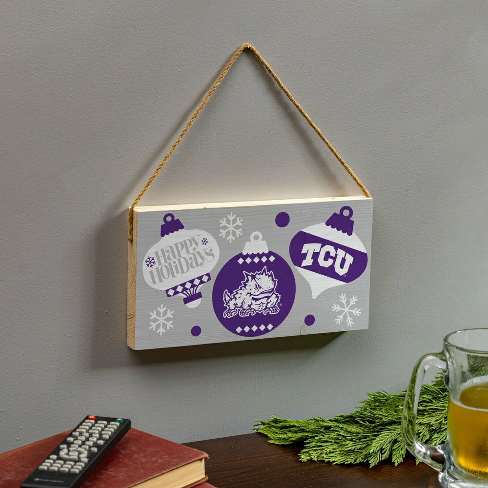 Texas Christian University Holiday Wood Wall Sign, 6x11