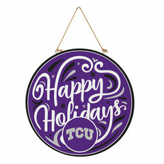 Texas Christian University Holiday Round Door Décor with Hanging Rope,