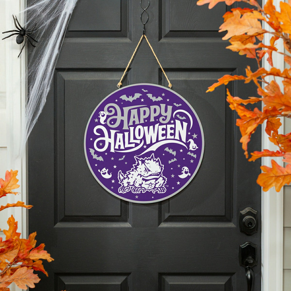 Texas Christian University Halloween Round Door Décor with Hanging Rop