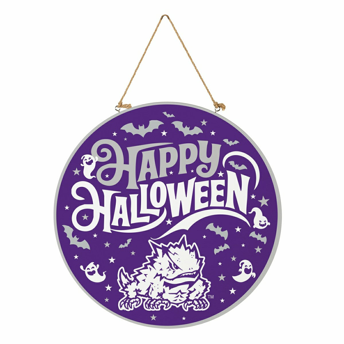 Texas Christian University Halloween Round Door Décor with Hanging Rop