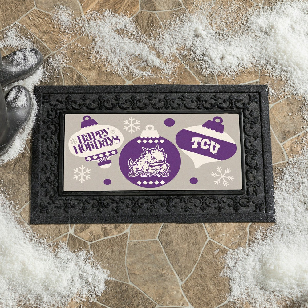 Texas Christian University Holiday Flocked Coir Sassafras Switch Mat,