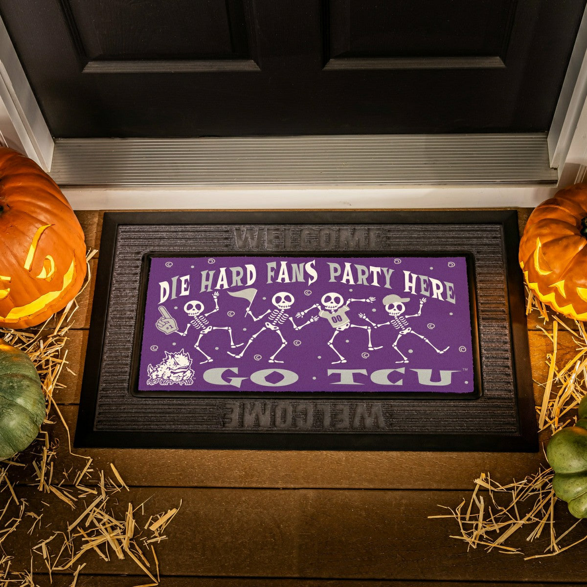 Texas Christian University Flocked Coir Halloween Sassafras Switch Mat