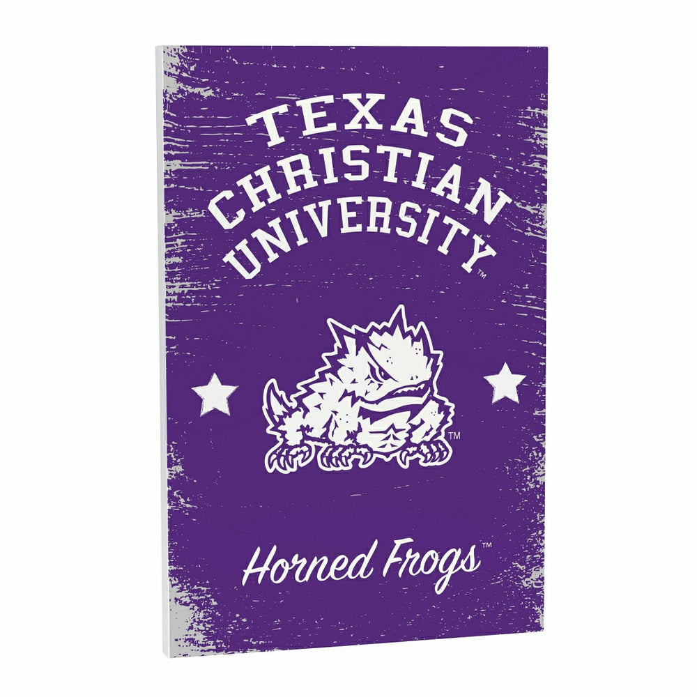 Texas Christian University Wood Wall Sign, 16x24