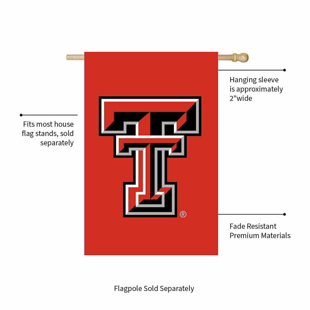 Texas Tech University Applique House Flag