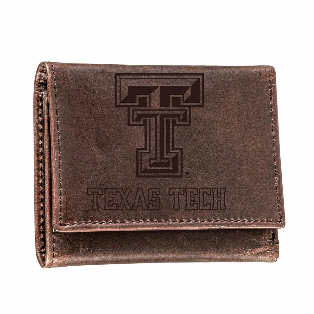 Texas Tech, Tri-Fold Wallet, Brown, CH, 100% Genuine Leather