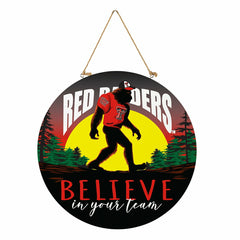 Texas Tech University Bigfoot Round Door Décor with Hanging Rope, 18x1