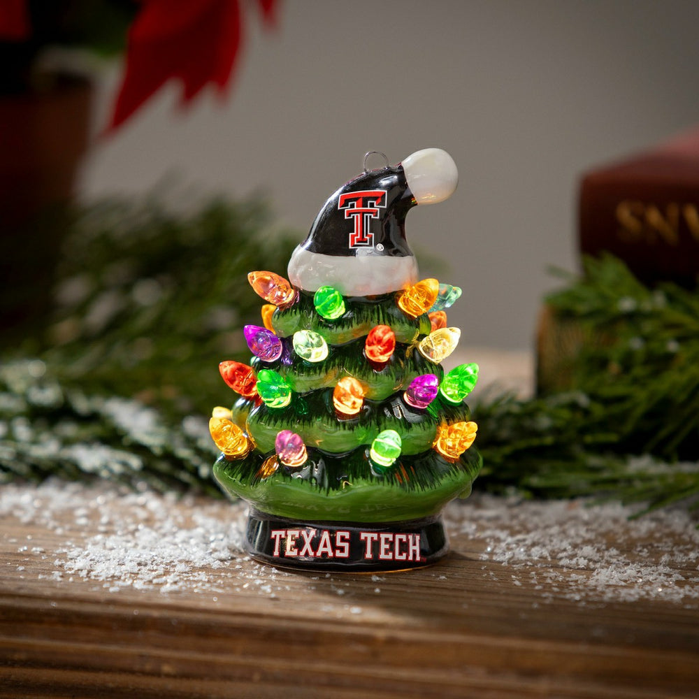 4" Mini LED Tabletop Christmas Tree, Set of 2, Texas Tech University