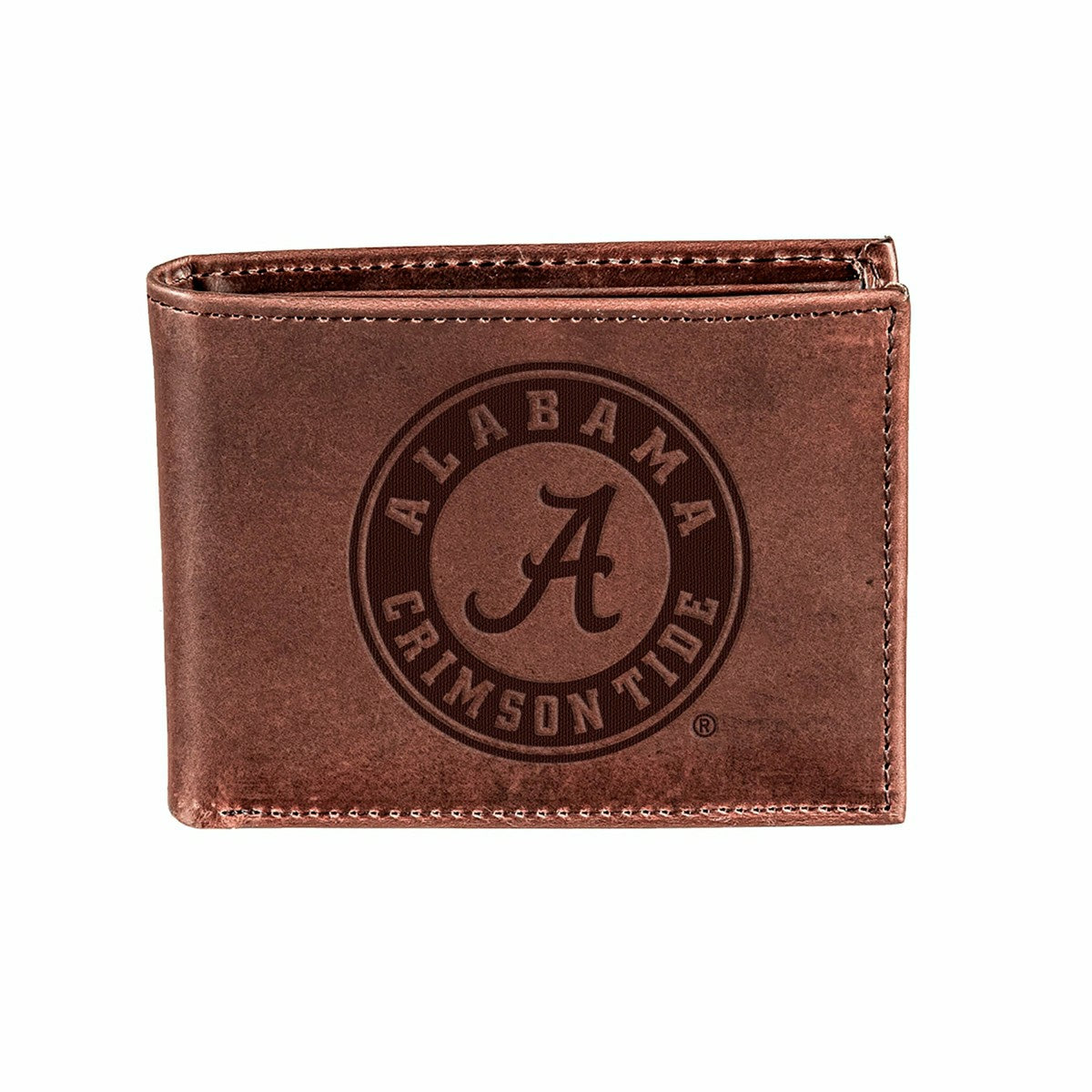 University of Alabama, Bi-Fold Wallet, Brown, CH, 100% Genuine Leather