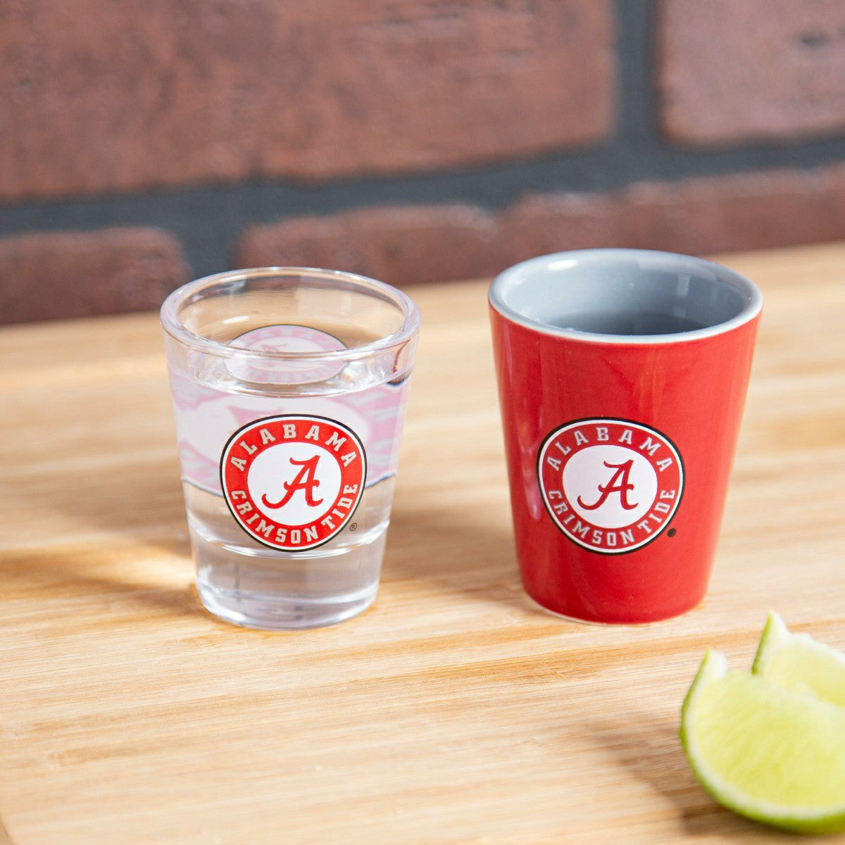 University of Alabama 4-Piece Ceramic and Glass 2oz. Shot Glass Set