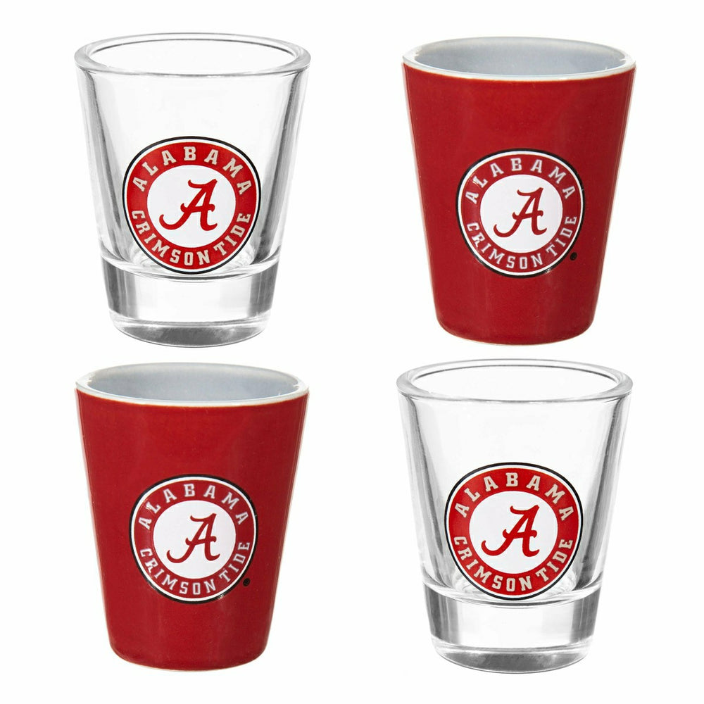 University of Alabama 4-Piece Ceramic and Glass 2oz. Shot Glass Set