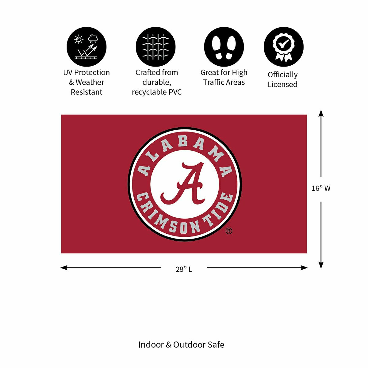 Full Color PVC Mat, 16" x 28", University of Alabama