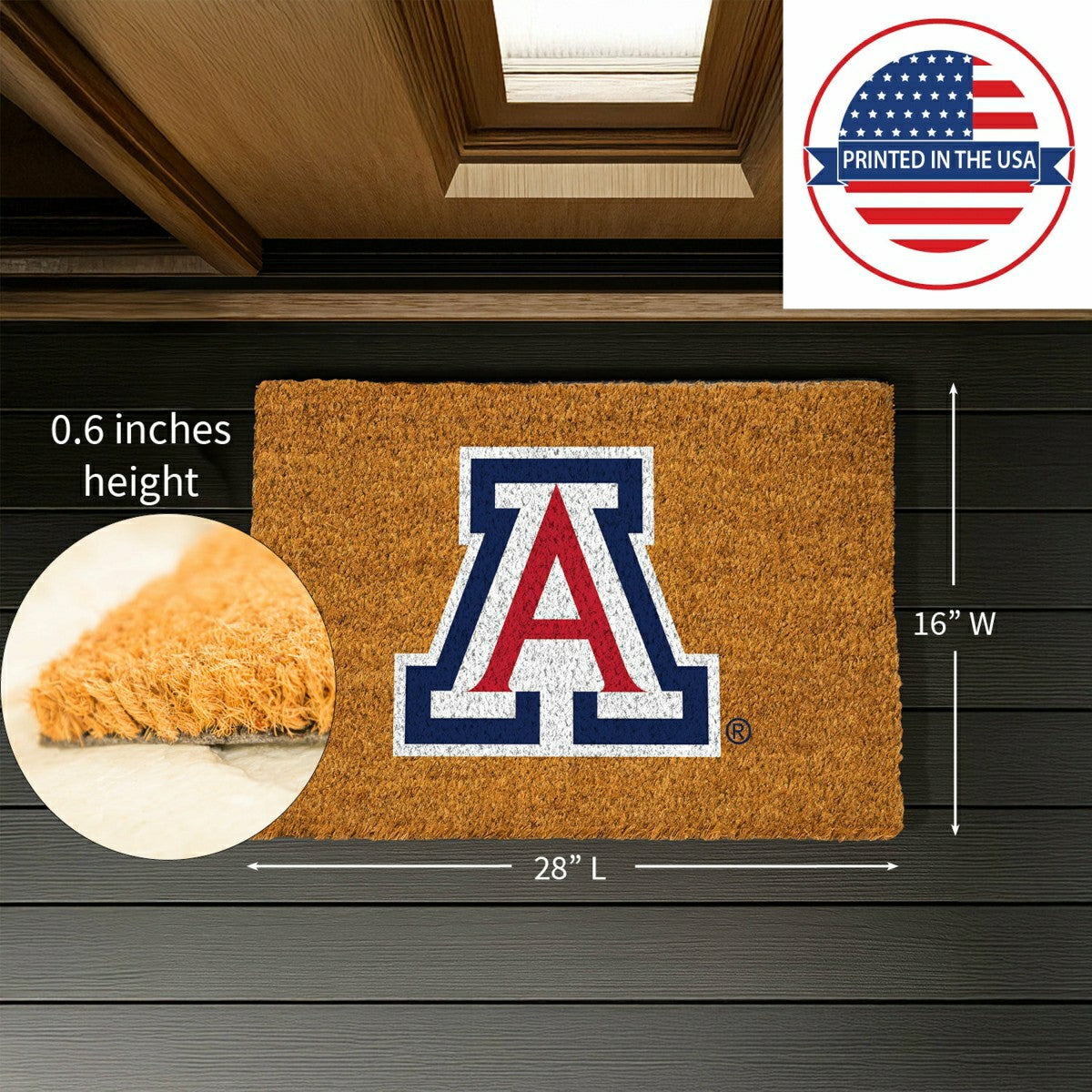 Coir Mat, 16"x28", University of Arizona